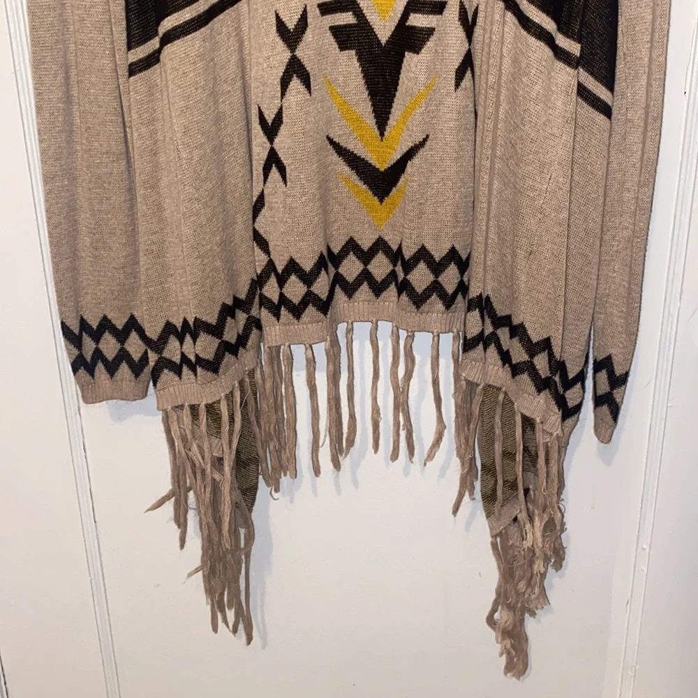 INC International Concepts Aztec open cardigan sweater with fringe - Picture 4 of 9